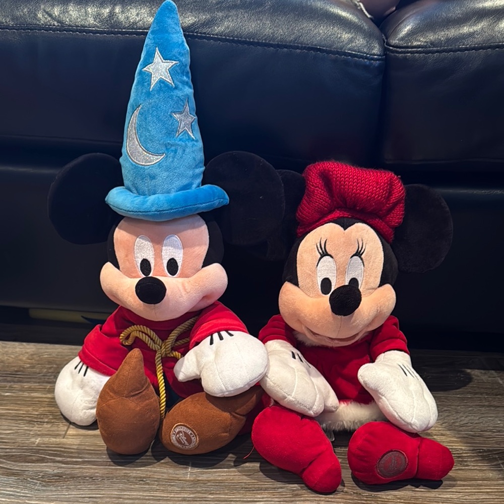 Disney Mickey and Minnie Mouse Plush Set - Red and Blue